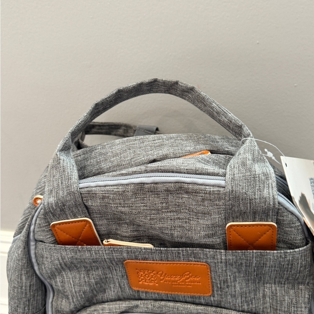 Yazzy Boa Gray and Brown Women’s Men’s Diaper Bag Backpack For Babies Toddlers - Picture 5 of 12